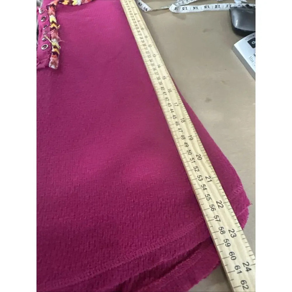 Free People Womens Sz S Embroidered Thermal Henley Top Waffle Knit Top Rainbow - Picture 10 of 12